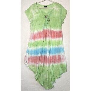 Seven Islands Tie Dye Dress 2X Embroidered Boho Beachy Fairy Grunge Whimsigoth
